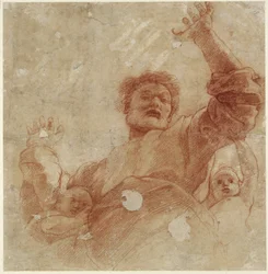 Recto: Study for a Figure of the Almighty, WA1846.207 (rødt kridt over blind stylus)